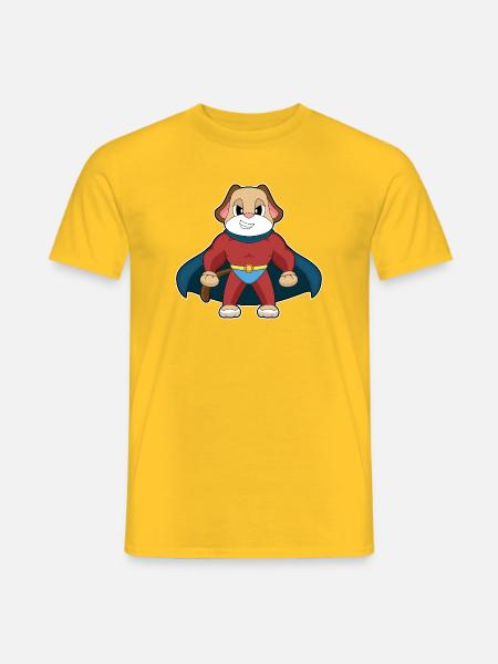 Cape de super-héros chien - T-shirt homme - jaune