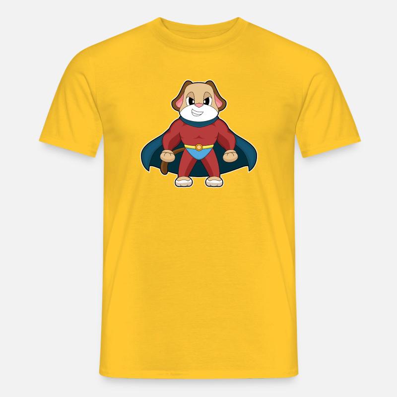 Hund Superheld Umhang - Männer T-Shirt - Gelb