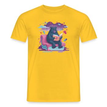 Reading Bear in Candy Dream - Men's T-Shirt - yellow - Front - AI Model Male 178 dark (178cm)