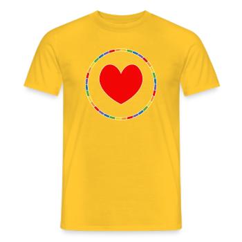 LGBT Herz im Regenbogenring - Männer T-Shirt - Gelb - Vorne - AI Model Male 178 dark (178cm)