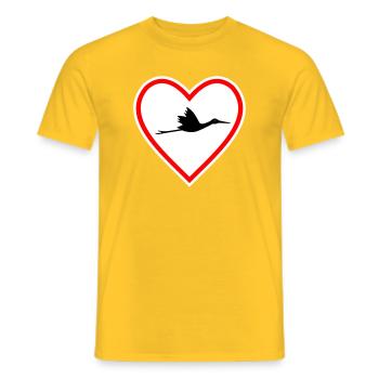 Herz Schild Storch Klapperstorch Geburt - Männer T-Shirt - Gelb - Vorne - AI Model Male 178 dark (178cm)