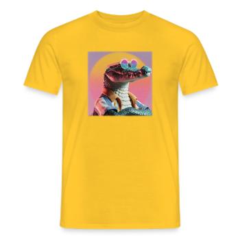 Crocodile rétro – Style hawaïen vintage cool - T-shirt homme - jaune - Devant - AI Model Male 178 dark (178cm)