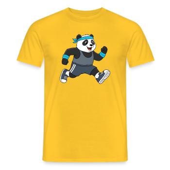 Süßer Panda Cartoon Joggen Marathon Laufen - Männer T-Shirt - Gelb - Vorne - AI Model Male 178 dark (178cm)