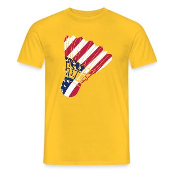 USA-Badmintonspieler-Liebhaber American Flag Patriot - Männer T-Shirt - Gelb - Vorne - AI Model Male 178 dark (178cm)