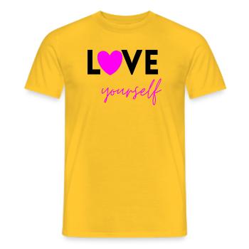 LOVE YOURSELF PINK! SELFLOVE EEMPOWERMENT MENTAL - Männer T-Shirt - Gelb - Vorne - AI Model Male 178 dark (178cm)