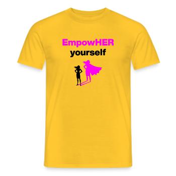 EMPOHER-TOI SUPER-HÉROÏNE ROSE EMPOWERMENT - T-shirt homme - jaune - Devant - AI Model Male 178 dark (178cm)