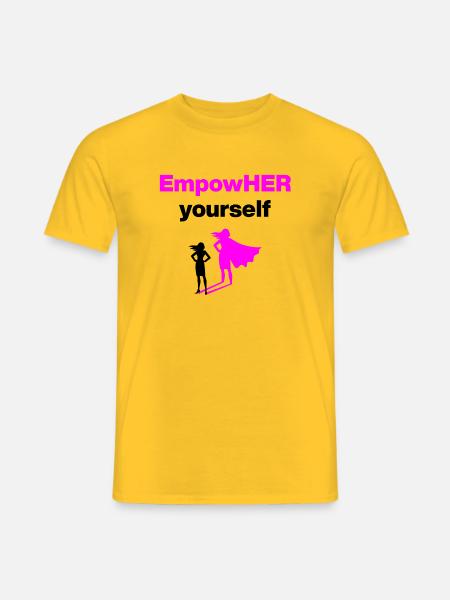 EMPOHER YOURSELF PINK EMPOWERMENT SUPERHELDIN - Männer T-Shirt - Gelb