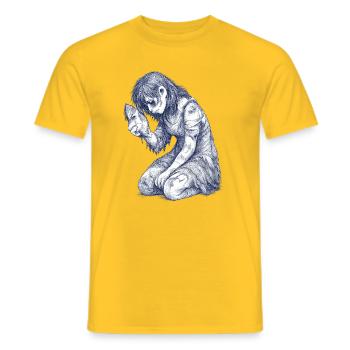 Portrait du personnage de la fille mélancolique - T-shirt homme - jaune - Devant - AI Model Male 178 dark (178cm)