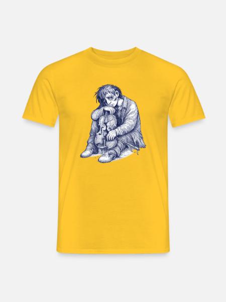 Melancholic Violin Sketch - Men's T-Shirt - yellow