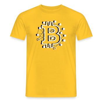 Bitcoin Board Circuit Tech Crypto - Men's T-Shirt - yellow - Front - AI Model Male 178 dark (178cm)