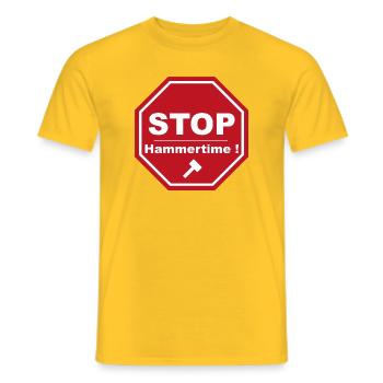 Stopp Hammertime - Männer T-Shirt - Gelb - Vorne - AI Model Male 178 dark (178cm)