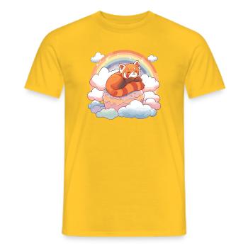 Red Panda in Rainbow Cloud Cake - Men's T-Shirt - yellow - Front - AI Model Male 178 dark (178cm)