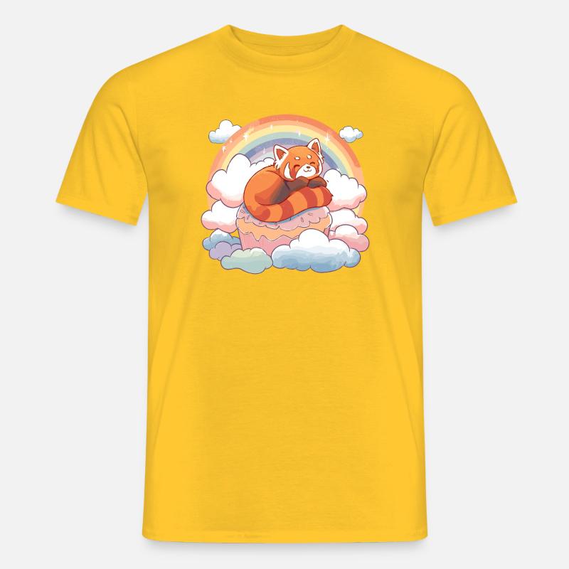 Red Panda in Rainbow Cloud Cake - Men’s T-shirt - yellow