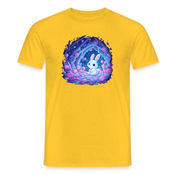 Moonlight Rabbit in the Rose Forest - Men's T-Shirt - yellow - Front - AI Model Male 178 dark (178cm)