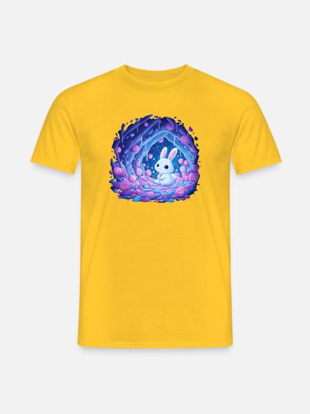 Mondschein Kaninchen im Rosenwald - Männer T-Shirt - Gelb