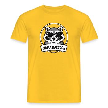 Mom Raccoon with Sunglasses Logo - Men's T-Shirt - yellow - Front - AI Model Male 178 dark (178cm)