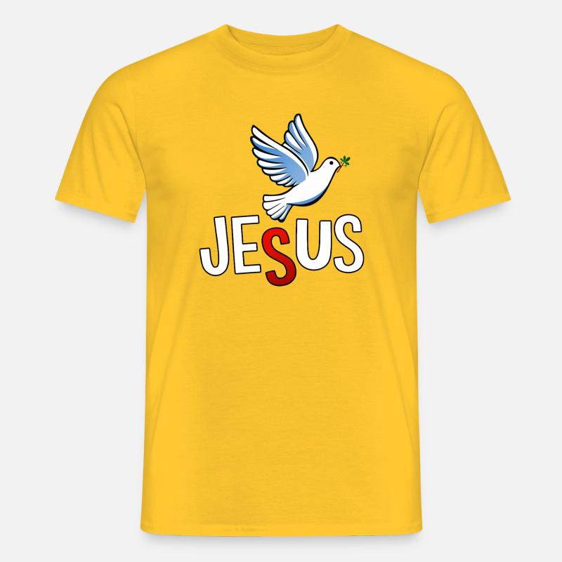 Due- og JESUS-bogstaver - Mænd T-shirt - gul