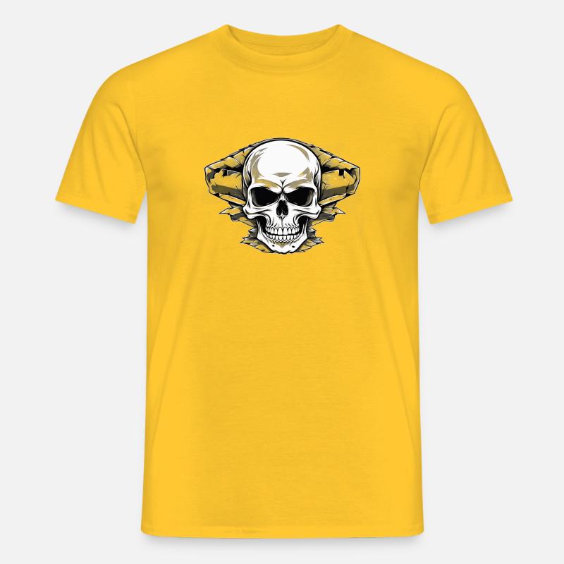 Crâne à travers la paroi rocheuse - T-shirt homme - jaune