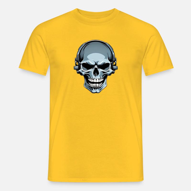 Schädel mit Kopfhörern Illustration - Männer T-Shirt - Gelb