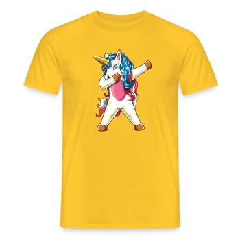 Dabbing Americorn Patriotic American Flag Unicorn - Men's T-Shirt - yellow - Front - AI Model Male 178 dark (178cm)