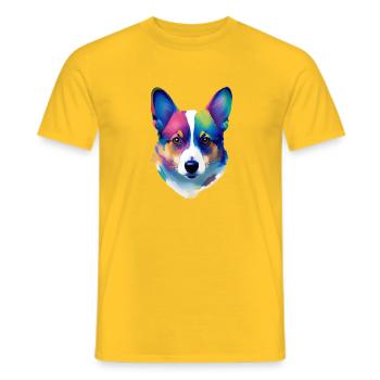 Pembroke Welsh Corgi Farbenfroher Pop-Art-Hund - Männer T-Shirt - Gelb - Vorne - AI Model Male 178 dark (178cm)