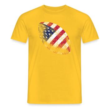 Patriotischer amerikanischer Flaggenfußball Rugbyball-Kunst - Männer T-Shirt - Gelb - Vorne - AI Model Male 178 dark (178cm)