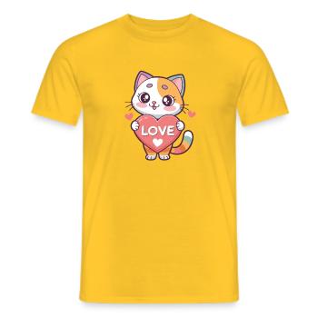 Kawaii Katzenherz-Liebe - Männer T-Shirt - Gelb - Vorne - AI Model Male 178 dark (178cm)