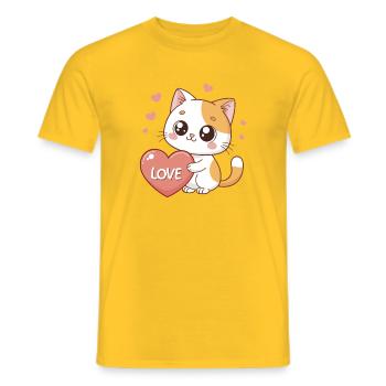Kawaii Katzenherz-Liebe - Männer T-Shirt - Gelb - Vorne - AI Model Male 178 dark (178cm)