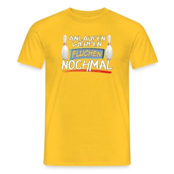 Run-up, throwing, cursing, bowling again - Men's T-Shirt - yellow - Front - AI Model Male 178 dark (178cm)