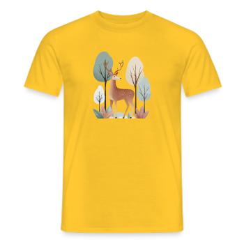 Cerf en forêt – Animal calme et nature - T-shirt homme - jaune - Devant - AI Model Male 178 dark (178cm)