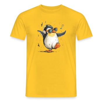 DJ Penguin avec casque - T-shirt homme - jaune - Devant - AI Model Male 178 dark (178cm)