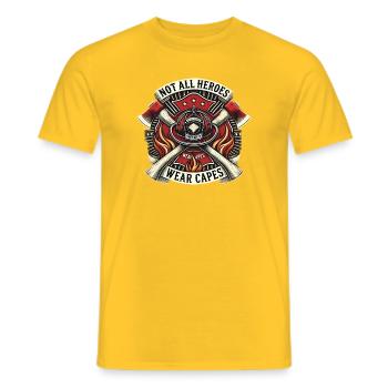 Not all heroes wear capes, fire brigade - Men's T-Shirt - yellow - Front - AI Model Male 178 dark (178cm)