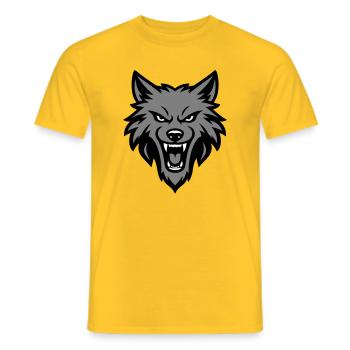 Wolf Kopf Logo - Männer T-Shirt - Gelb - Vorne - AI Model Male 178 dark (178cm)