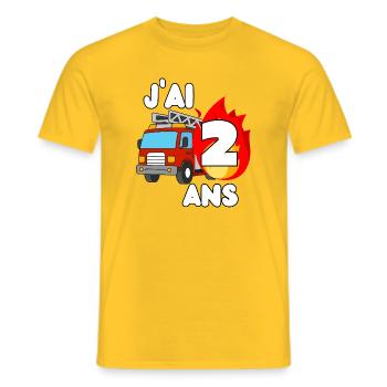 I'm 2 years old fire truck fun - Men's T-Shirt - yellow - Front - AI Model Male 178 dark (178cm)