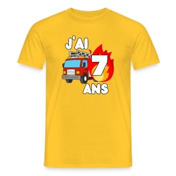 J’ai 7 ans camion de pompier fun - Men's T-Shirt - yellow - Front - AI Model Male 178 dark (178cm)