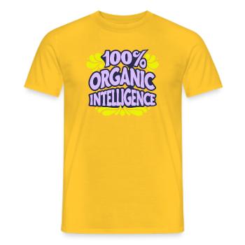 100 % organische Intelligenz, keine KI - Männer T-Shirt - Gelb - Vorne - AI Model Male 178 dark (178cm)