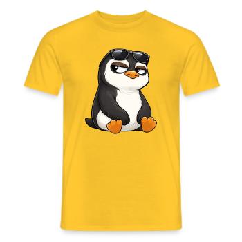 Coole Cartoon Pinguin mit Sonnenbrille skeptisch - Männer T-Shirt - Gelb - Vorne - AI Model Male 178 dark (178cm)