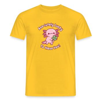 Mignon Axolotl Trèfle Axo-Lutely Lucky To Have To - T-shirt homme - jaune - Devant - AI Model Male 178 dark (178cm)