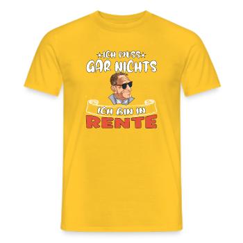 I don't have to do anything – I'm retired - Men's T-Shirt - yellow - Front - AI Model Male 178 dark (178cm)