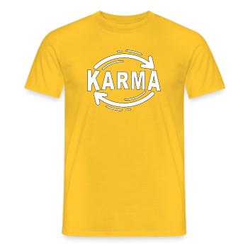 Karma - Minimalist Statement Design - Men's T-Shirt - yellow - Front - AI Model Male 178 dark (178cm)