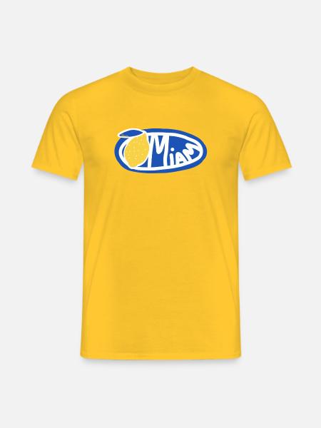 Lemon Yum Blue Retro Oval Logo - Men's T-Shirt - yellow
