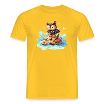 Euleninsel mit Naschwerk - Männer T-Shirt - Gelb - Vorne - AI Model Male 178 dark (178cm)