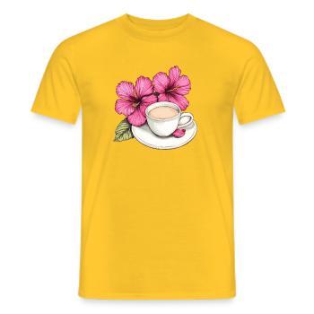 Hibiscus Coffee Mug Impression - Men's T-Shirt - yellow - Front - AI Model Male 178 dark (178cm)