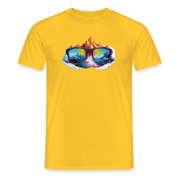 Bergpanorama in Sonnenbrille - Männer T-Shirt - Gelb - Vorne - AI Model Male 178 dark (178cm)
