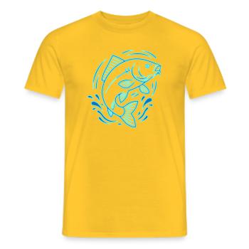 Neon Karpfen Fisch Angeln Outline Vektor - Männer T-Shirt - Gelb - Vorne - AI Model Male 178 dark (178cm)