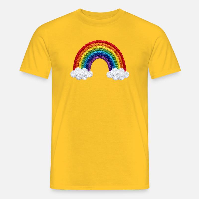 Rainbow in embroidered look (printed) - Men’s T-shirt - yellow