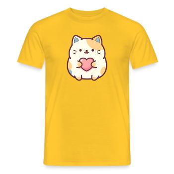 Katzenherz Kuschelmotiv Pastellfarben - Männer T-Shirt - Gelb - Vorne - AI Model Male 178 dark (178cm)