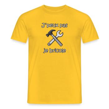 I Can't I DIY – Handyman Humor - Men's T-Shirt - yellow - Front - AI Model Male 178 dark (178cm)