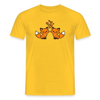 Fuchs Paar Herzen Liebe - Männer T-Shirt - Gelb - Vorne - AI Model Male 178 dark (178cm)