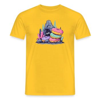 Cat Treasure in Donut Crystal Cave - Men's T-Shirt - yellow - Front - AI Model Male 178 dark (178cm)